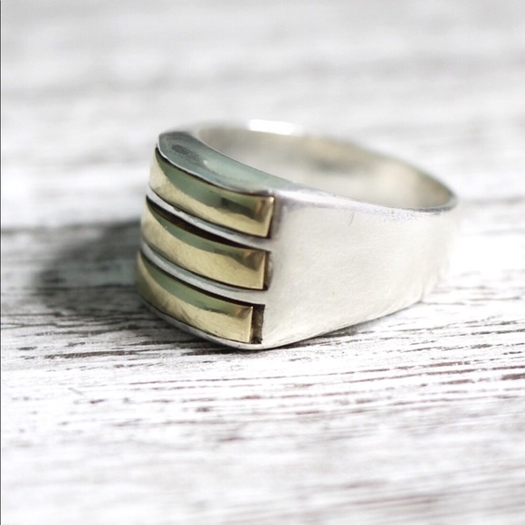Jewelry - Elegant Sterling Silver and 14k Gold Ring “Unisex”